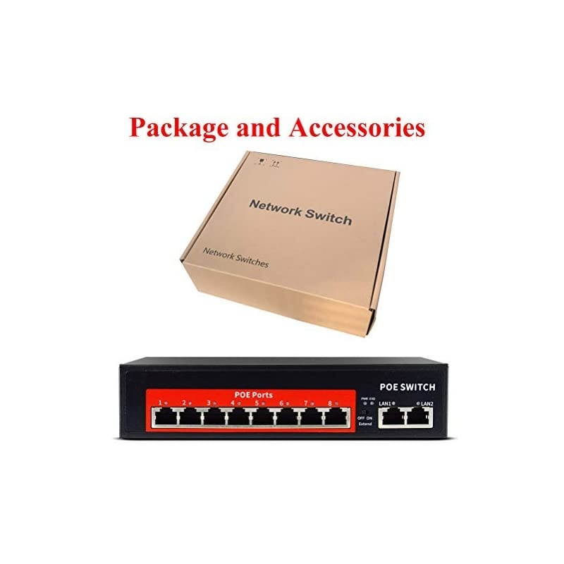 POE Switch,52V 120W (2 Uplink + 8 POE Ports 10/100M 802.3at/af RJ45),Unmanaged Network Extender Power Over Ethernet for IP Camera Outdoor Indoor
