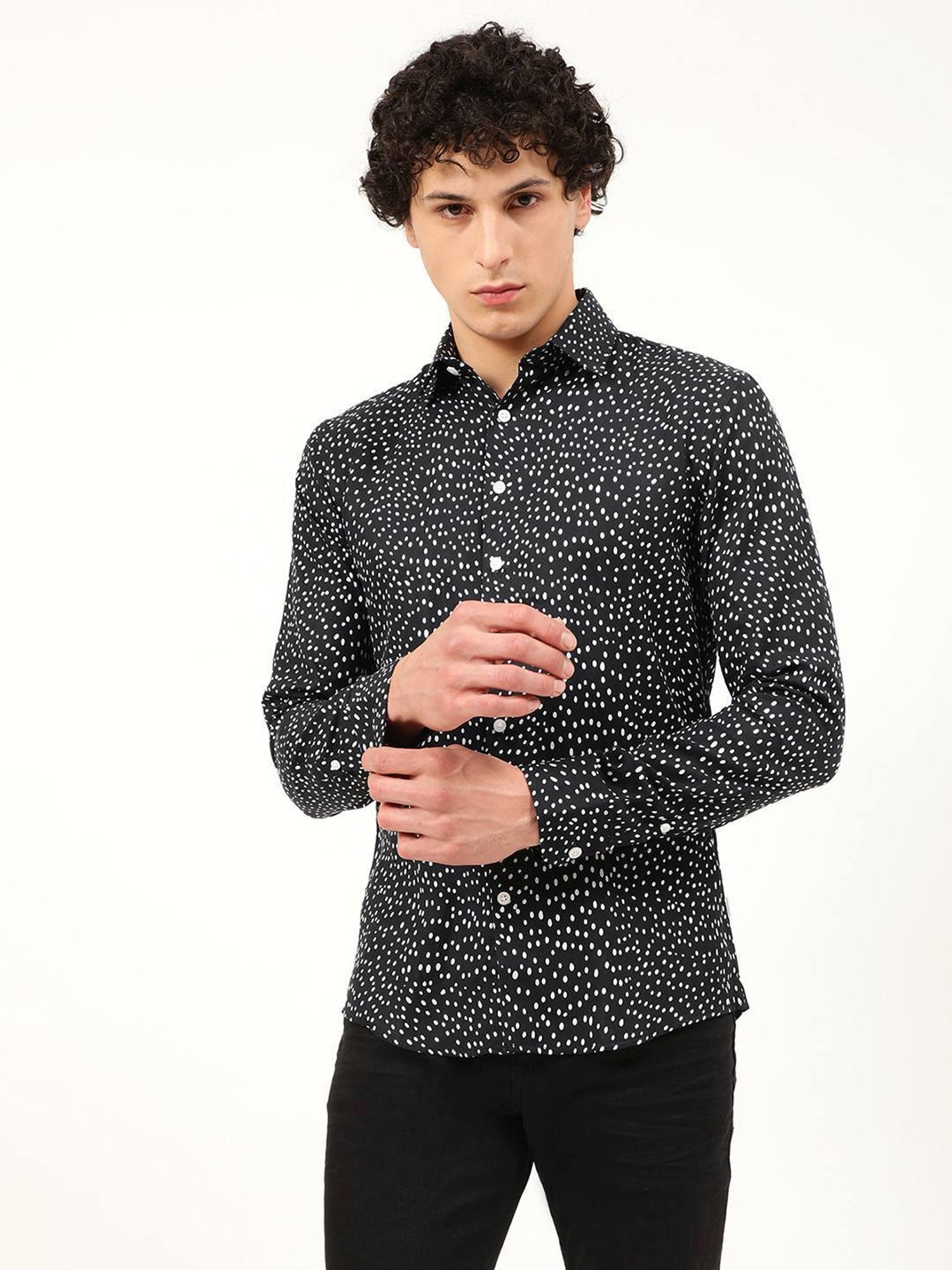 Lindbergh Black Slim Fit Printed Shirt