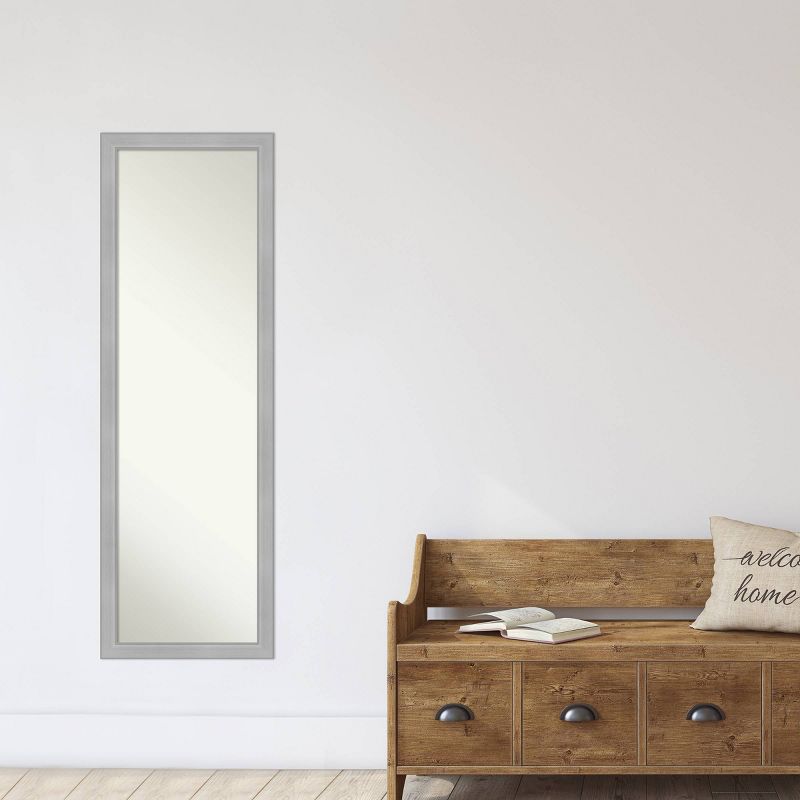 17" x 51" Vista Brushed Framed On the Door Mirror Nickel - Amanti Art