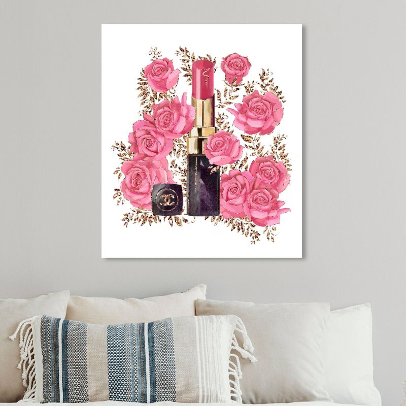 16" x 13" Rosebush Lipstick Fashion and Glam Unframed Canvas Wall Art in Pink - Wynwood Studio Prints