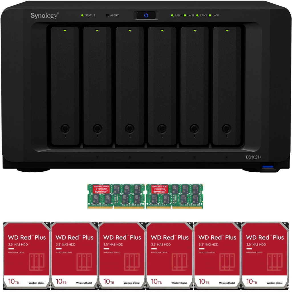 Synology DS1621+ DiskStation with 16GB RAM and 84TB (6 x 14TB) of Western Digital NAS Drives Fully Assembled and Tested By CustomTechSales