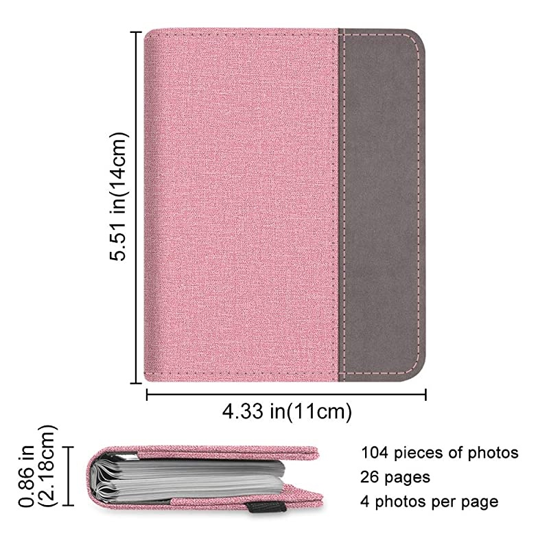 Mini Photo Album for 3-Inch Film - 104 Pockets Album for Fujifilm Instax Mini 11/Mini 9/Mini Link Printer/Mini LiPlay, Canon Ivy CLIQ, Polaroid, Kodak Instant Print Camera, Rose Gold