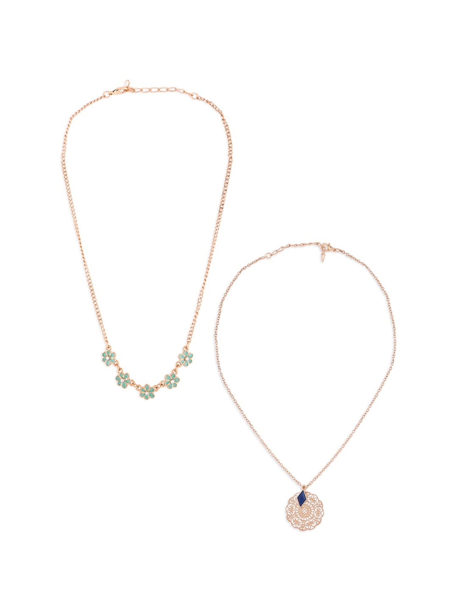 Karatcart Golden Sea Shell and Textured Disk Multicharm Multilayered Chain Women