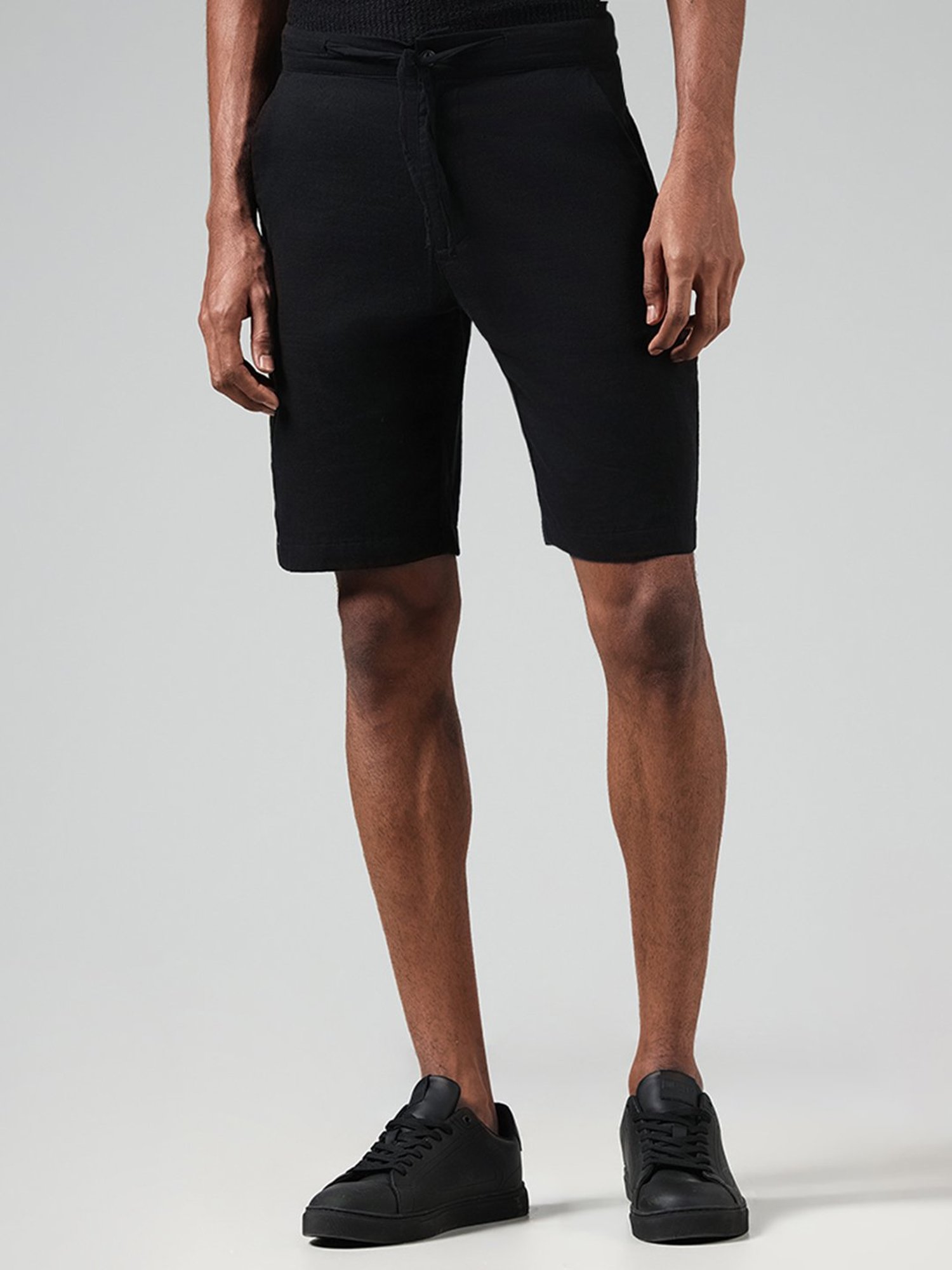 ETA by Westside Solid Black Slim Fit Shorts