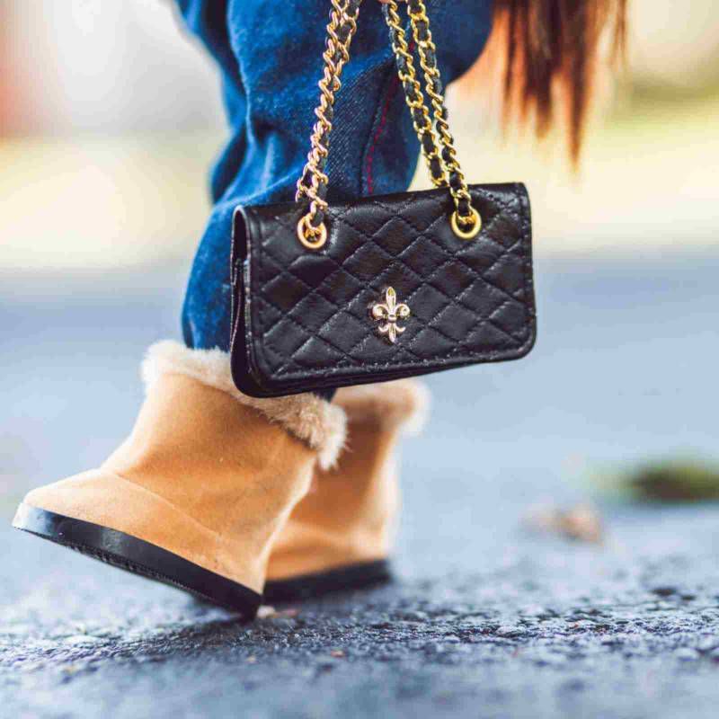 The Queen's Treasures 18 Inch Doll Clothes Accessories, Black Quilted Designer Quilted Handbag Purse