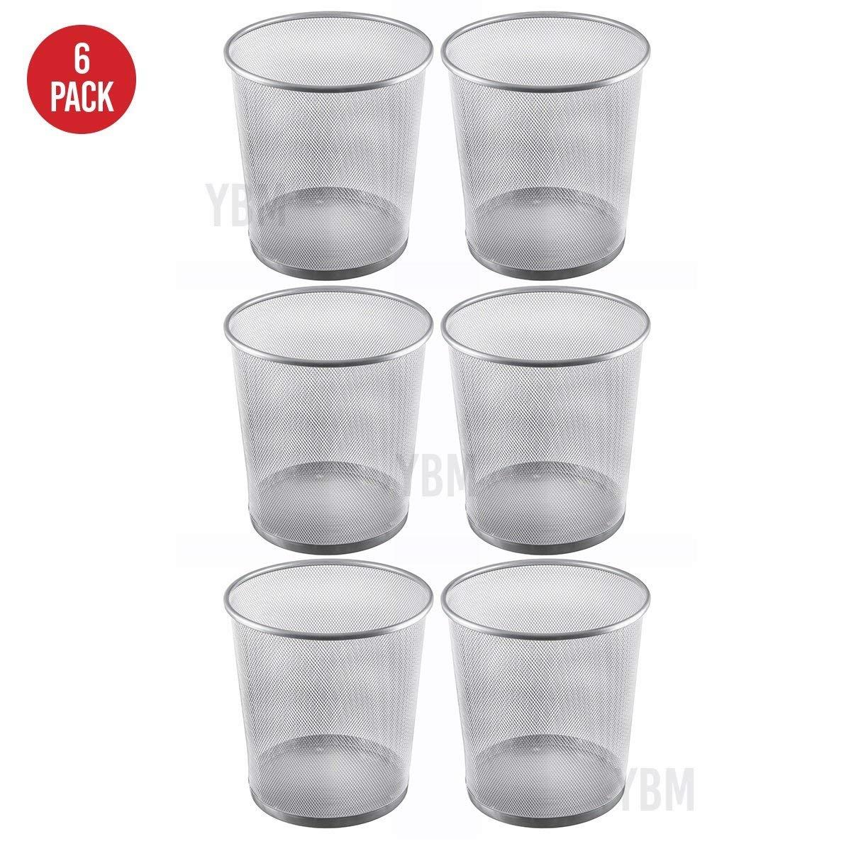 Ybmhome Steel Mesh Round Open Top Waste Basket Bin Trash Can for Office Home 2485-6 (6, Silver)