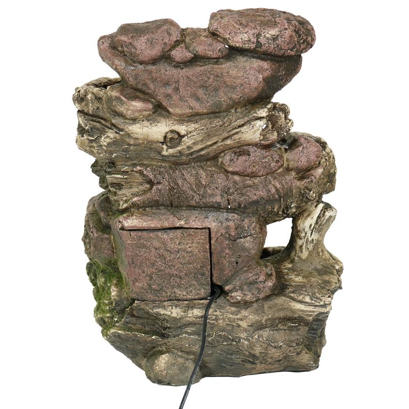 Sunnydaze Indoor Decorative Calming 5-Step Rock Falls Waterfall Tabletop Water Fountain with LED Lights - 14"