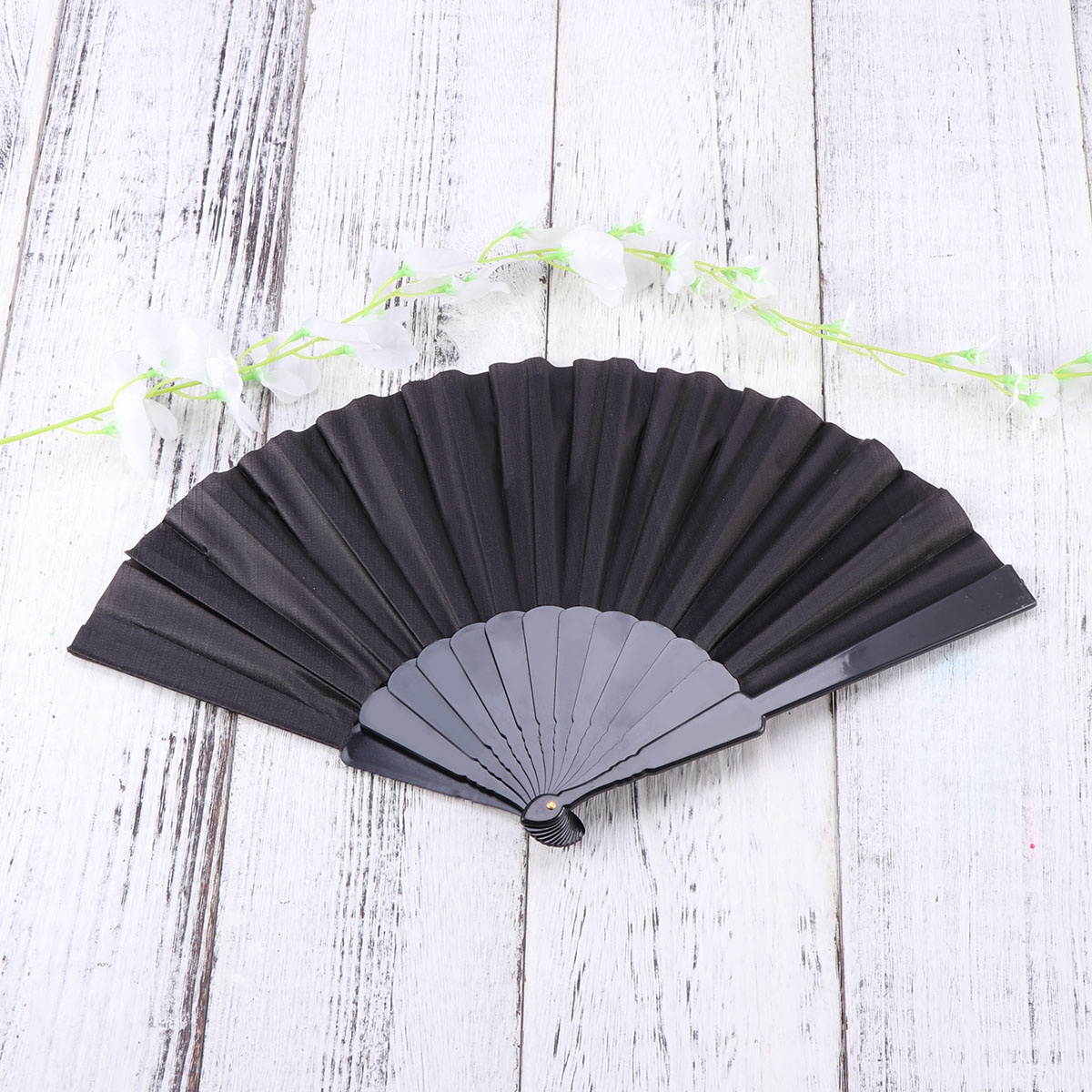 DIY Graffiti Hand-painted Plastic Fan Kindergarten Children Drawing Practice Blank Folding Fan (Black)