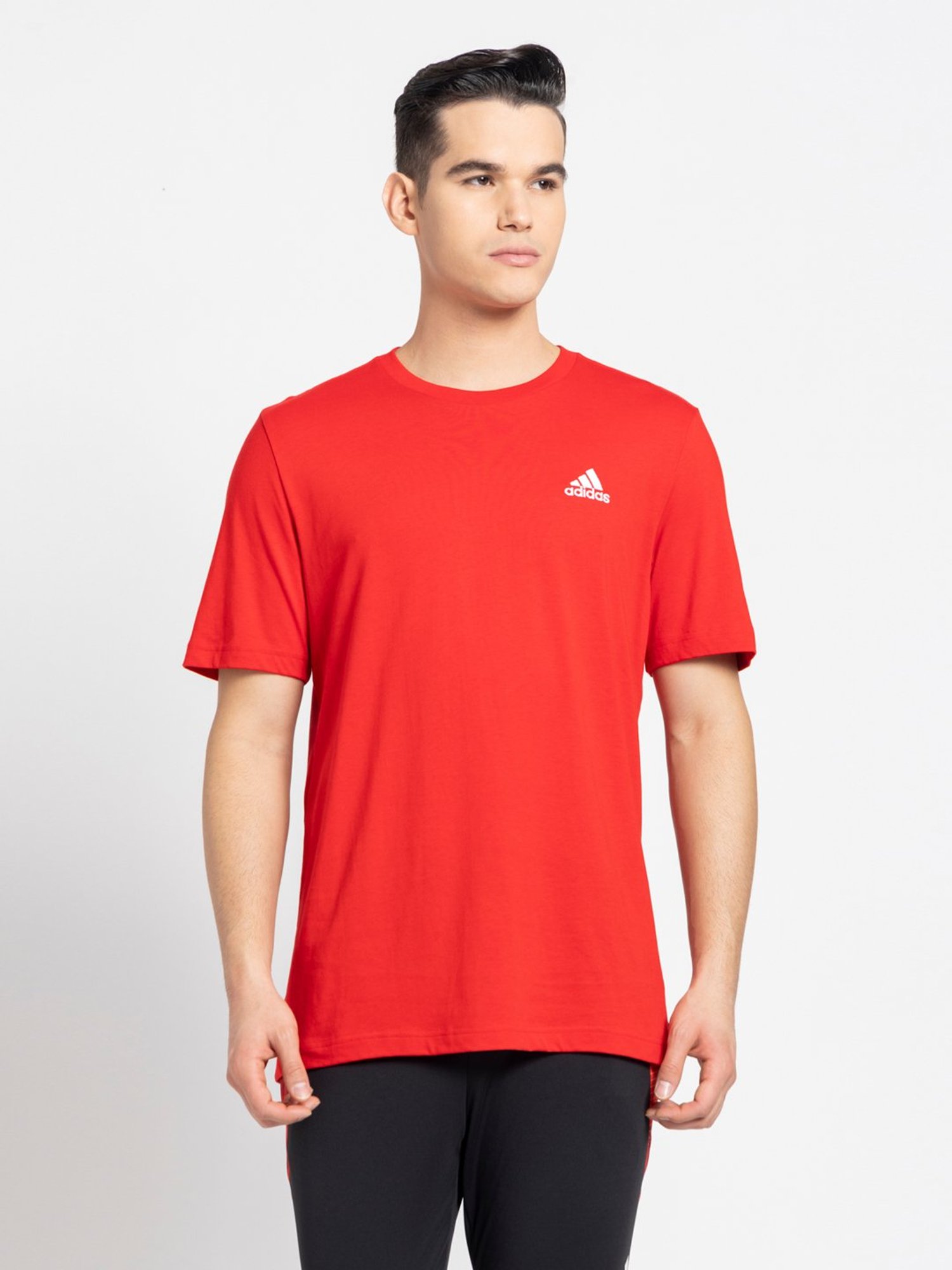 Adidas Red 100% Cotton Regular Printed  T-Shirt