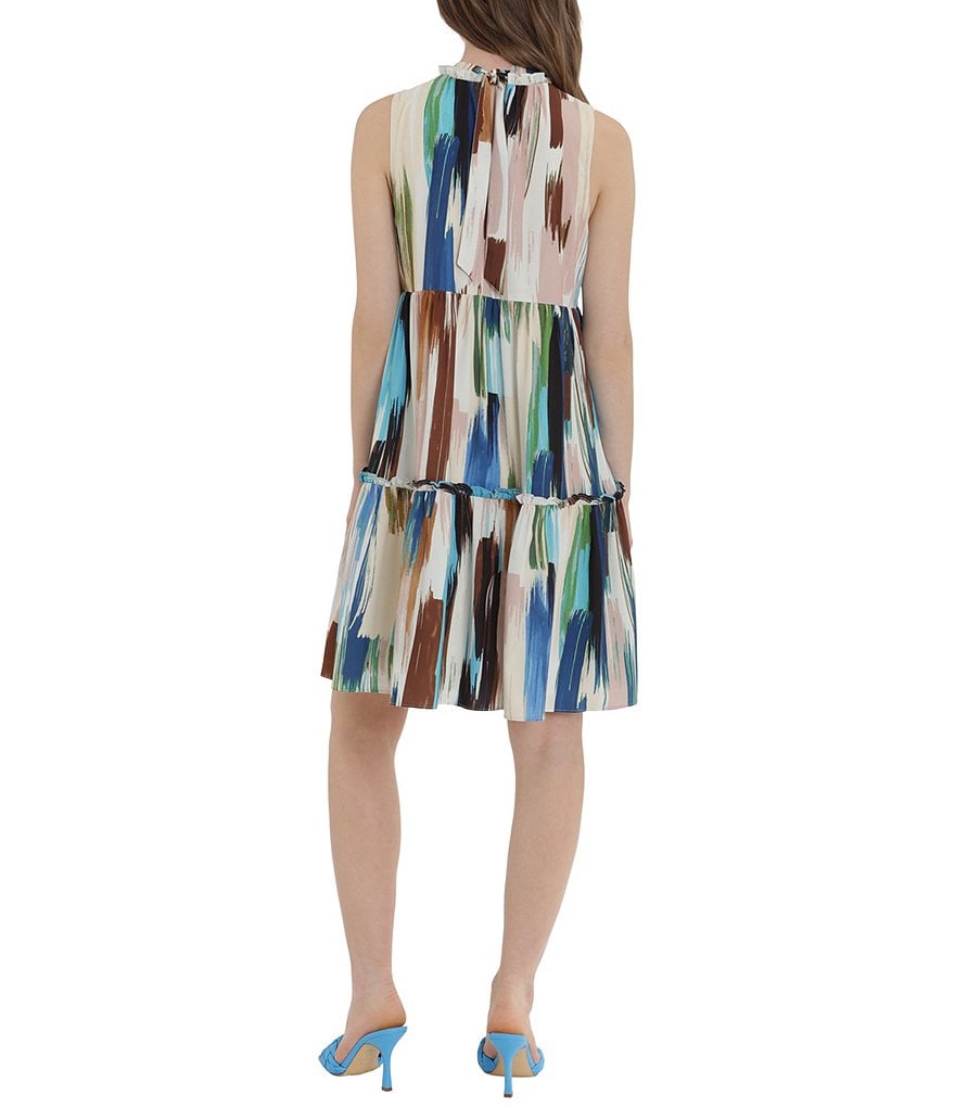 Donna Morgan Tiered Sleeveless Halter Neck Mini Dress