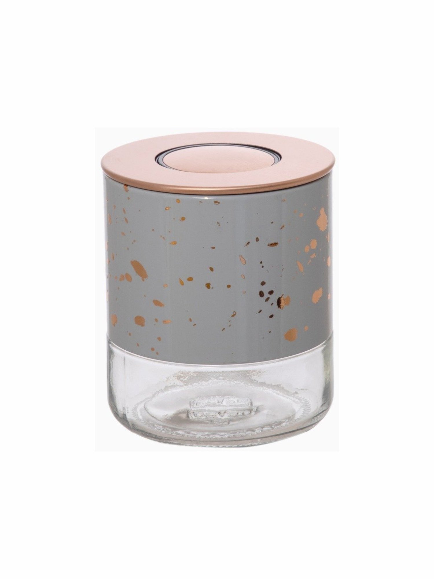 White Gold Silver Glass Storage Jar with Lid (0.38L)