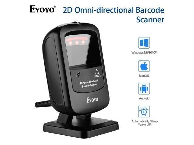 Omnidirectional 2D Wired Barcode Scanner with infrared auto-sensing scanning with decoding capability handfree scanner