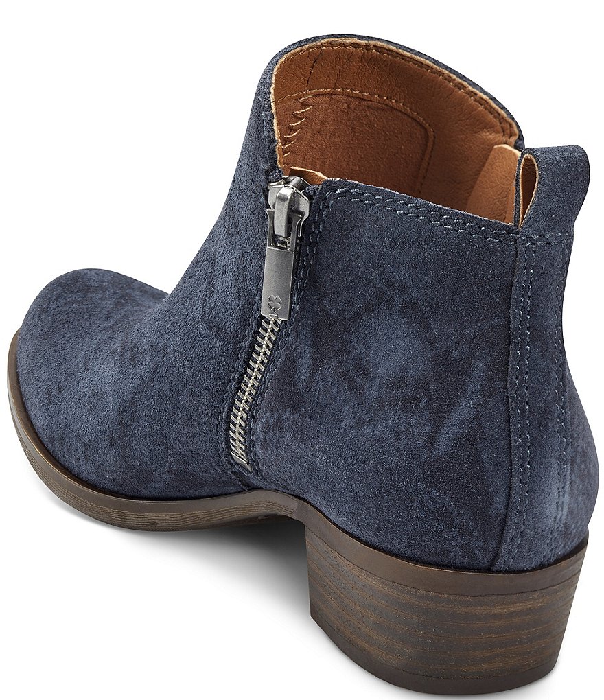Lucky Brand Basel Printed Suede Side Zip Block Heel Ankle Booties