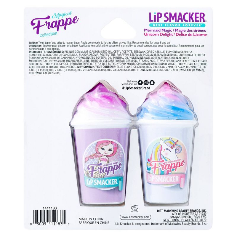 Lip Smacker Beverage Frappe Cup +  Lip Balm - Unicorn/Mermaid - 3pk