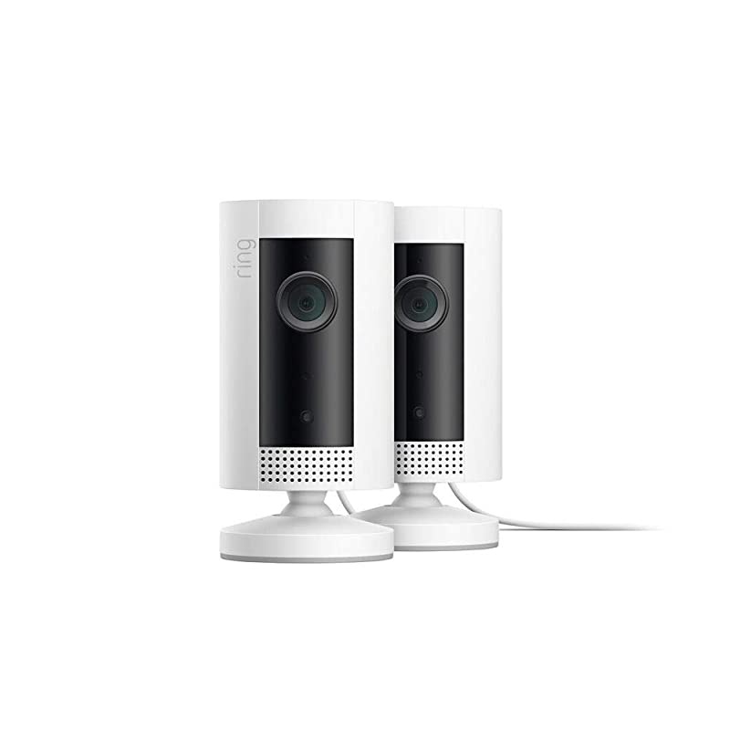 Indoor Cam Compact PlugIn HD security camera with twoway talk White Works with Alexa 2Pack