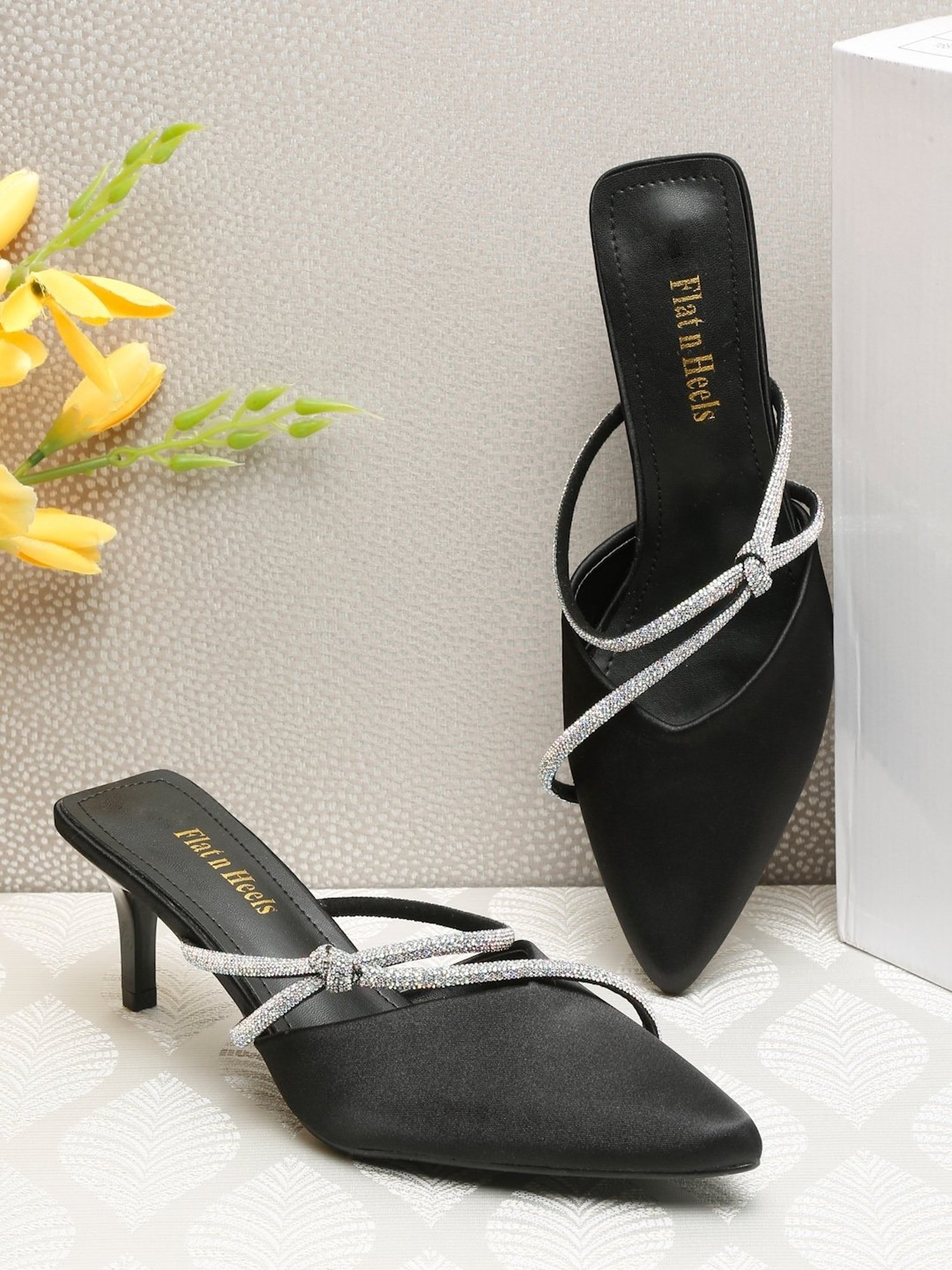 Flat N Heels Women's Black Mule Stilettos