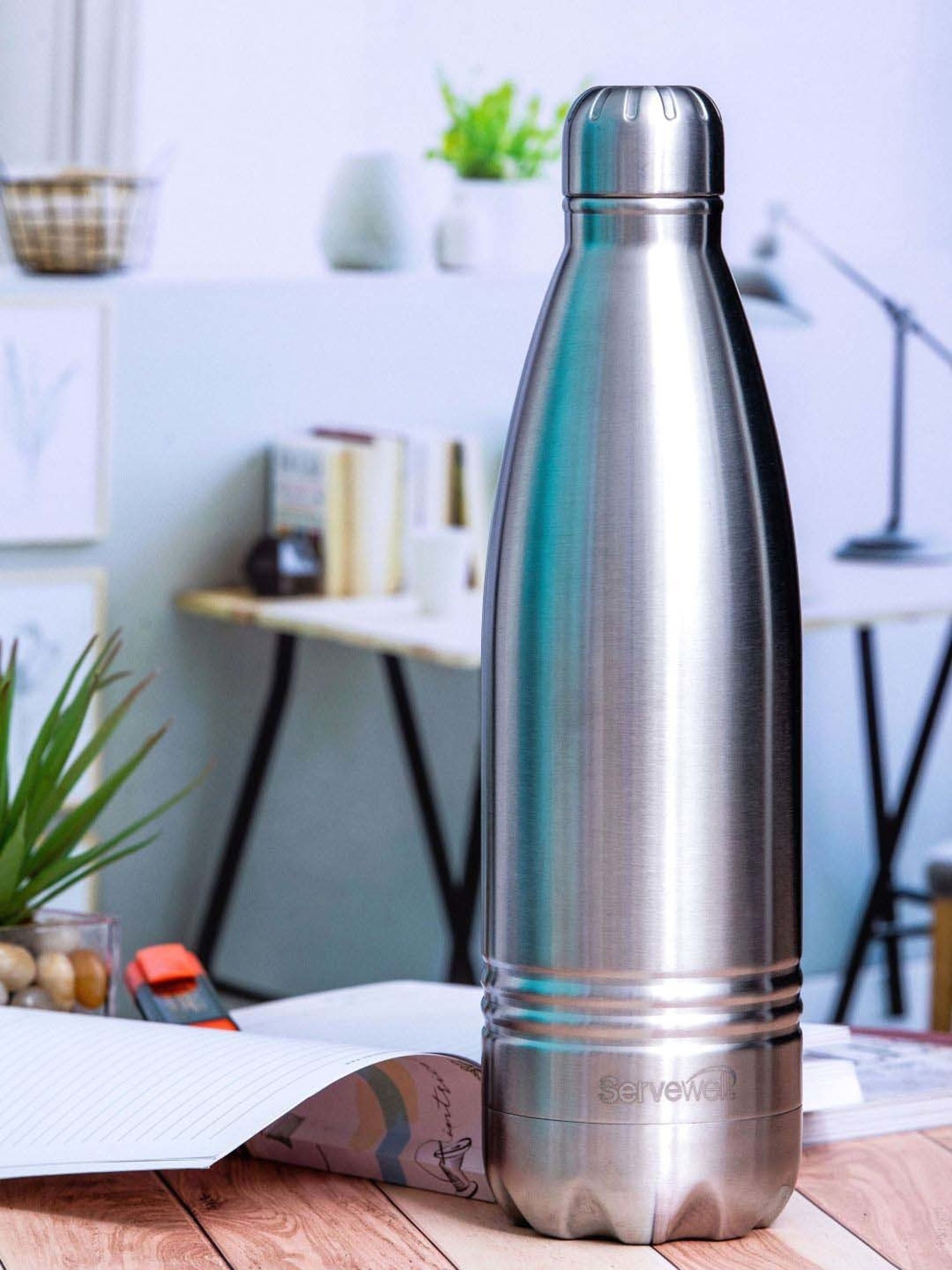 Servewell Silver Steel Indus Vacuum Bottle (1 L)