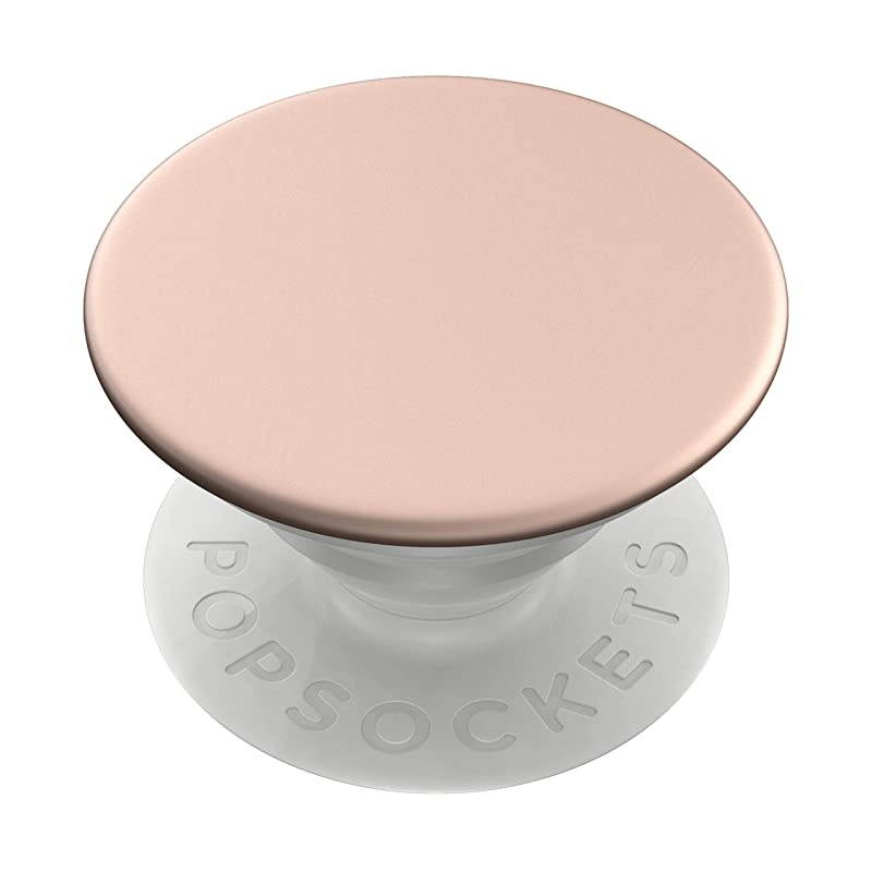 PopGrip with Swappable Top for Phones Tablets Aluminum Rose Gold