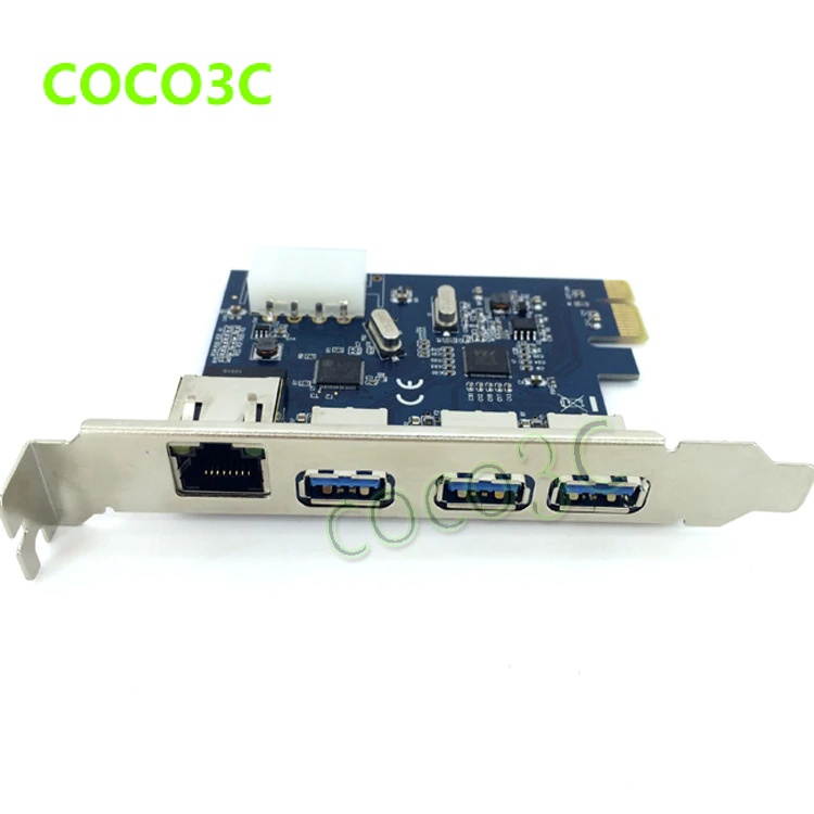 PCI-e to External 3 ports USB 3.0+ RJ45 Gigabit Ethernet Network card USB3.0 + 1000M LAN Port Combo PCI express card
