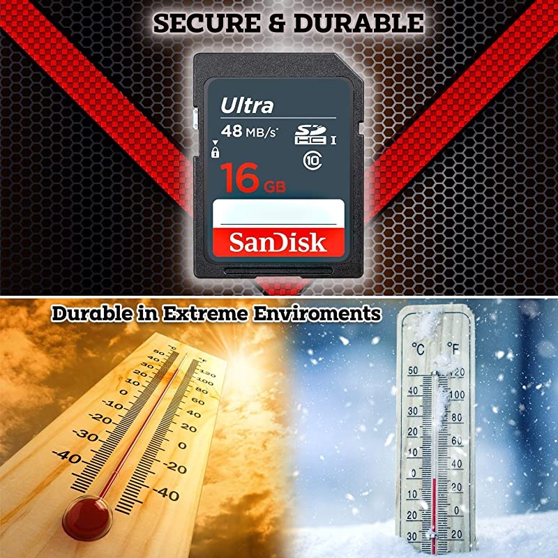 16GB Ultra Class 10 SDHC UHS-I Memory Card for Canon EOS Rebel T8i T7i T7 T6i T6S T6 T5i T5 T3i SL2 SL1 EOS 90D 80D 77D 70D EOS 9000D 800D 760D 750D DSLR Camera + Accessories