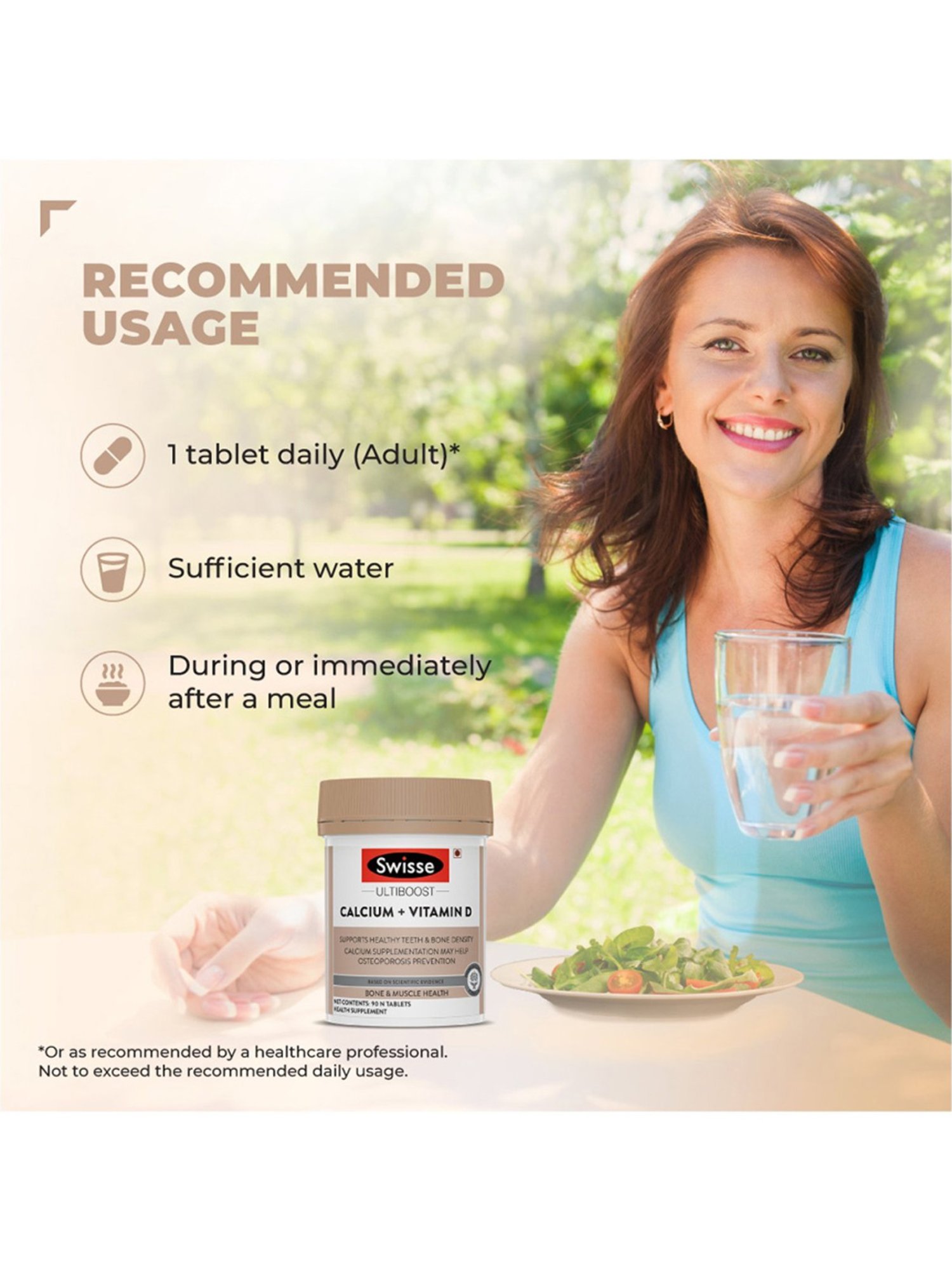 Swisse Ultiboost Calcium and Vitamin D Supplement - 90 Tablets