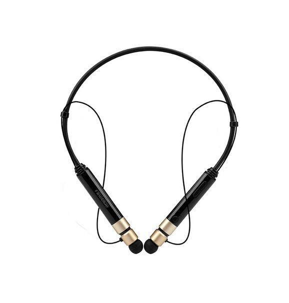 Fineblue Metal Bluetooth headphone FD600 portable headset bass stereo handfree gaming headset Neckband with microphone for music (Black Gold)