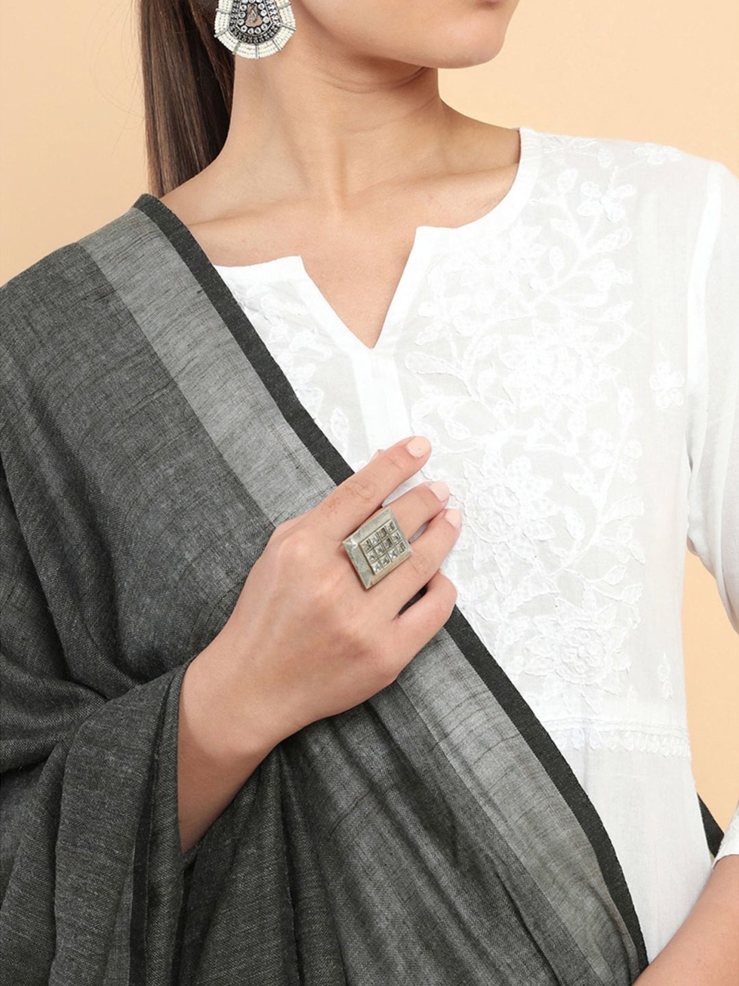 Soch Black Cotton Plain Dupatta