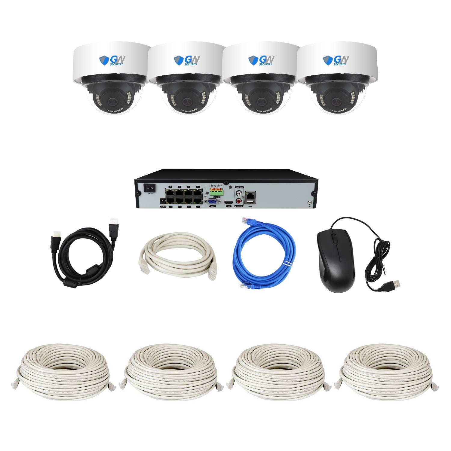 GW Security 8 Channel Smart AI Ultra HD 4K (8MP) Video & Audio Color Night Vision Security Camera System (8 Cameras)