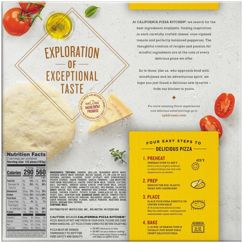 California Pizza Kitchen Gluten Free Crispy Thin Crust BBQ Recipe Chicken Frozen Pizza - 10.7oz