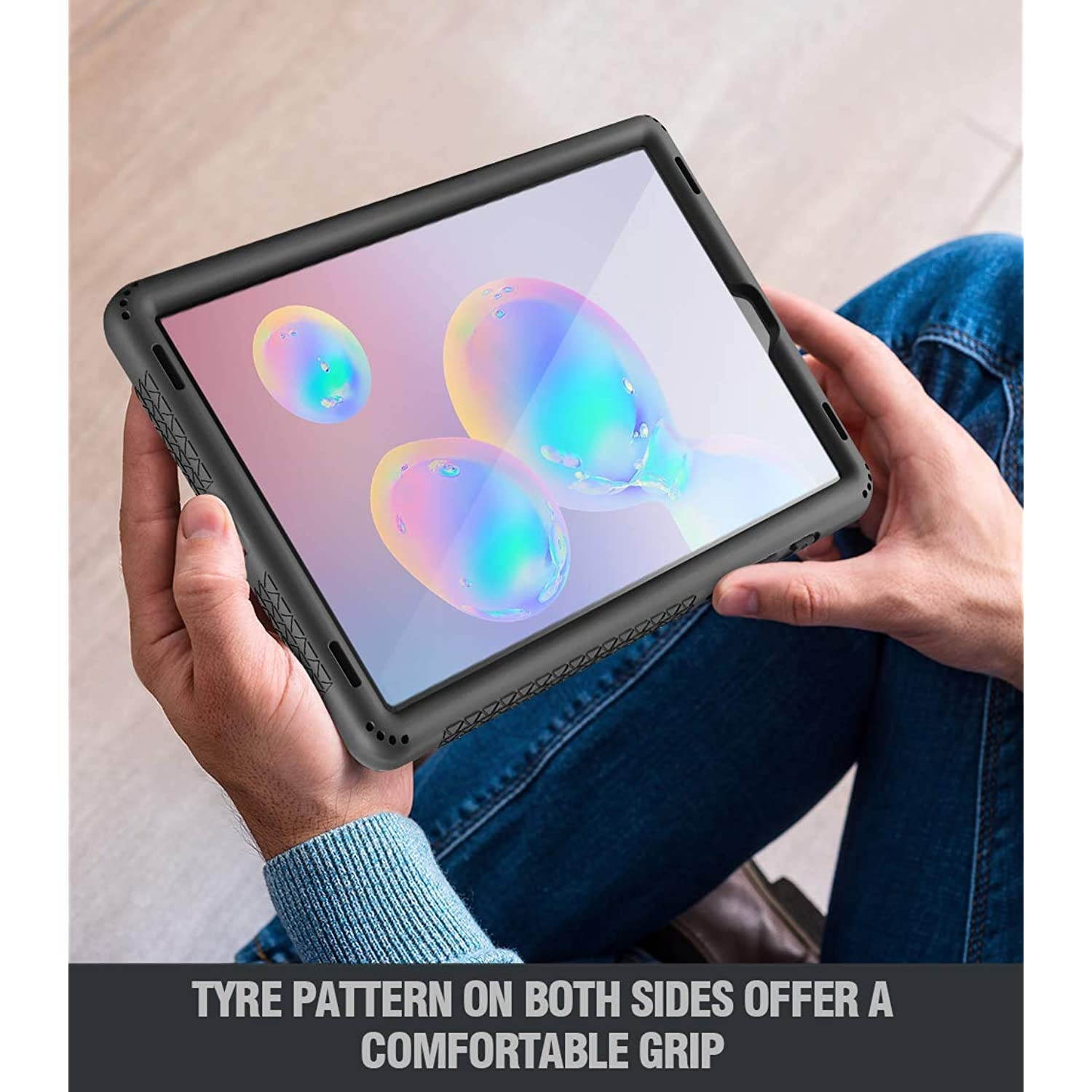 Galaxy Tab S6 Tablet Case, Poetic Heavy Duty Shockproof Kids Friendly Silicone Case Cover, TurtleSkin Series, for Samsung Galaxy Tab S6 10.5 inch Tablet (SM-T860/SM-T865 2019 Release), Black