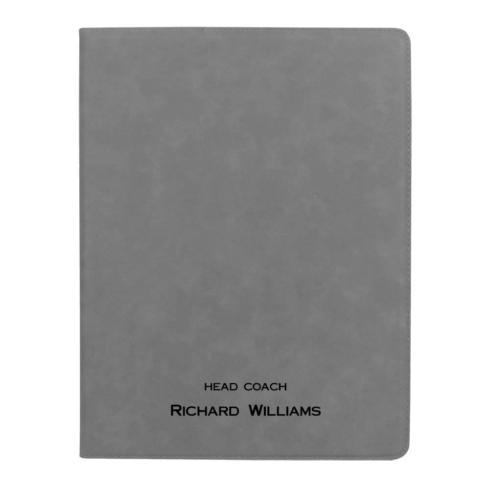 Laserable Leatherette Portfolio with Notepad, Grey (GFT346)