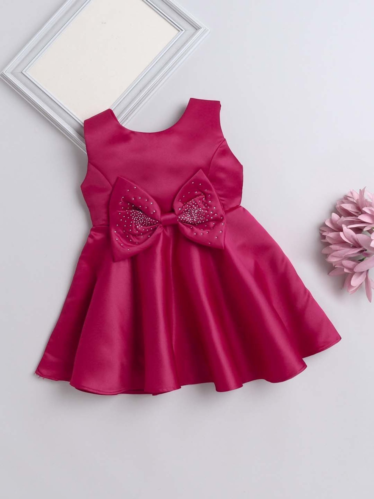 The Magic Wand Kids Fuchsia Pink Applique Dress