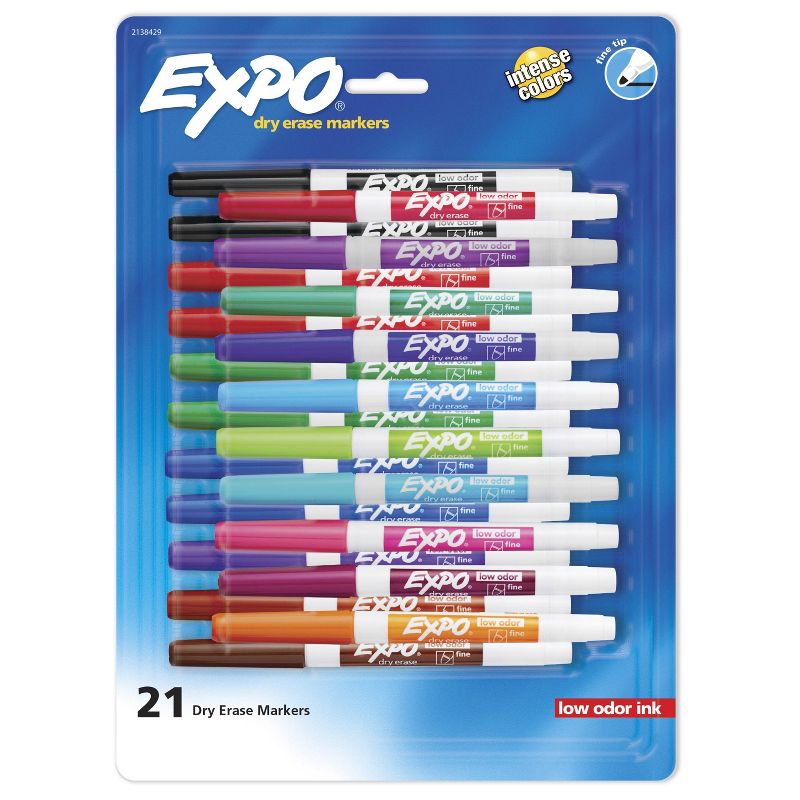 21pk Dry Erase Markers Fine Vibrant Multicolor - Expo