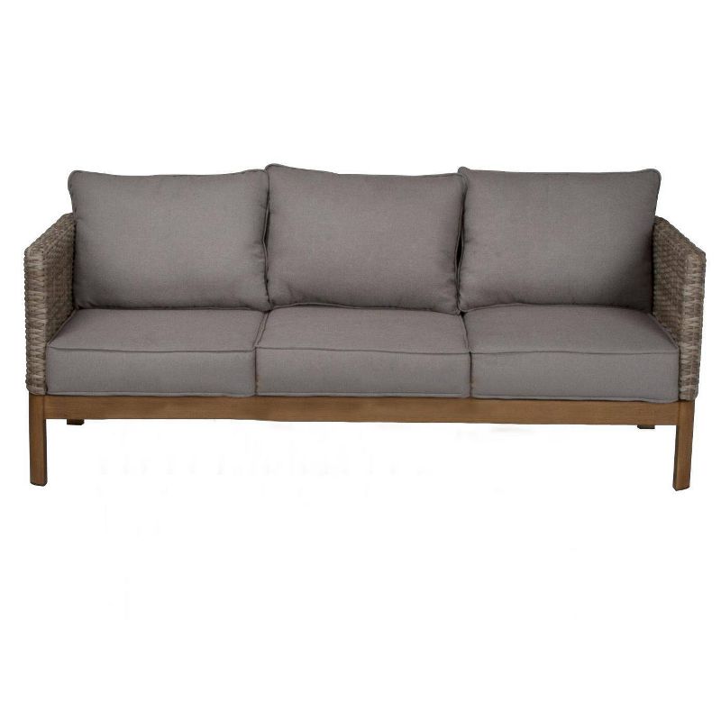 2pc Deep Seating Wicker Patio Sofa and Coffee Table Tan/Gray - Room & Joy