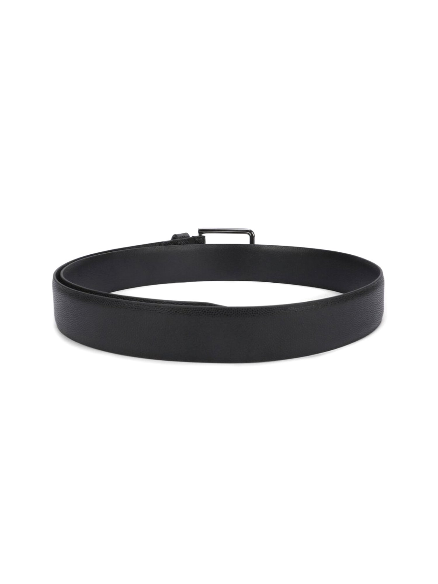 Simon Carter Black Leather Textured Formal Belt for Men
