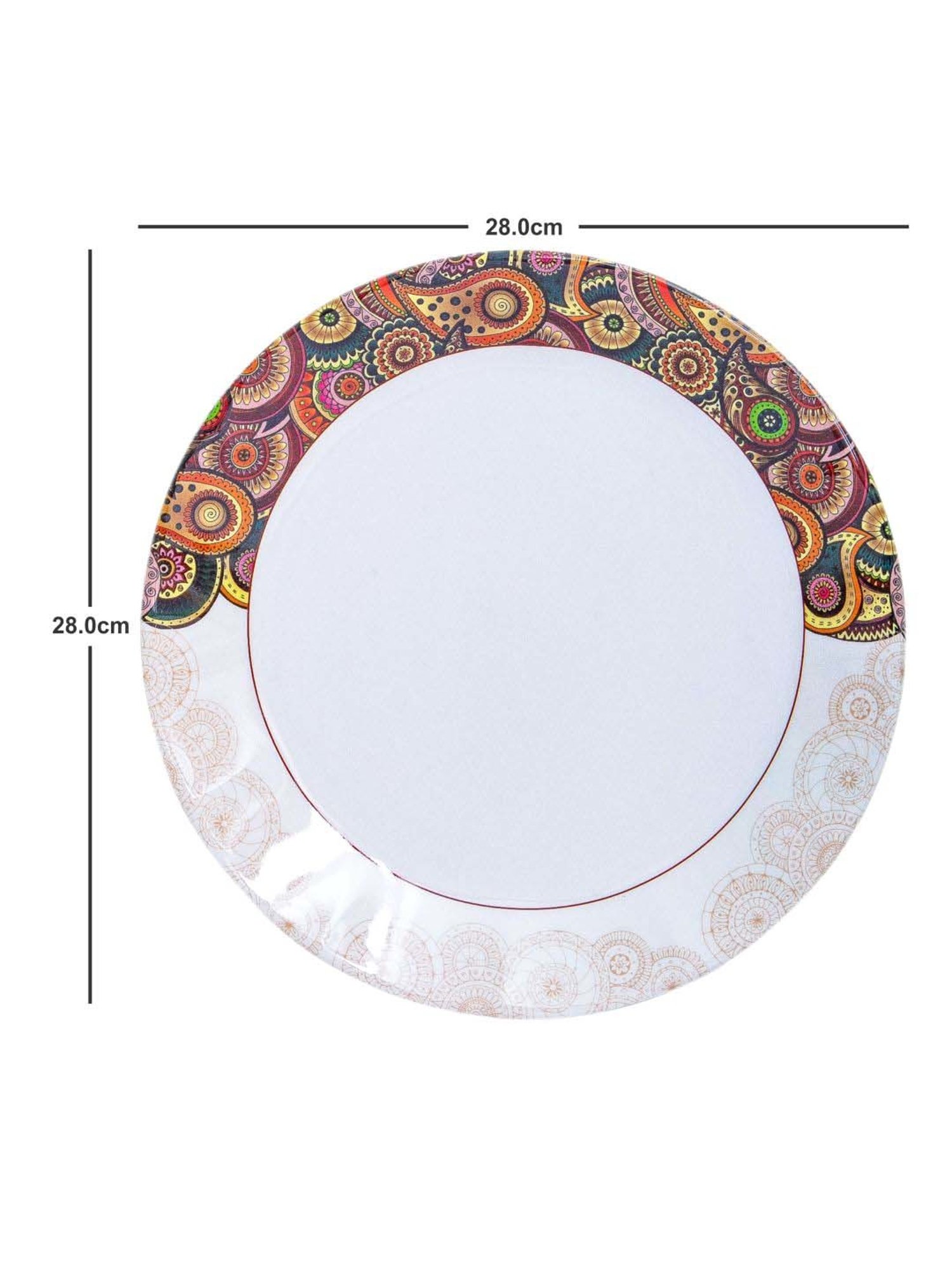 Servewell Tribal Pasiley Multicolor Melamine Dinner Plates  - Set of 6