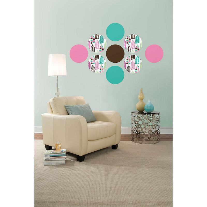 Espirit Dots Pink Leaves Circle Wall Accent Stickers - Wall Pops..