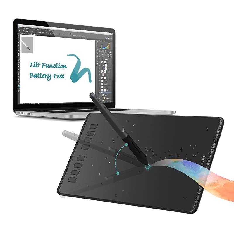 Inspiroy H950P Graphic Drawing Tablet with Tilt Feature BatteryFree Pen 8192 Pressure Sensitivity and 8 UserDefined ShortcutsCompatible with Mac PC or Android Mobile