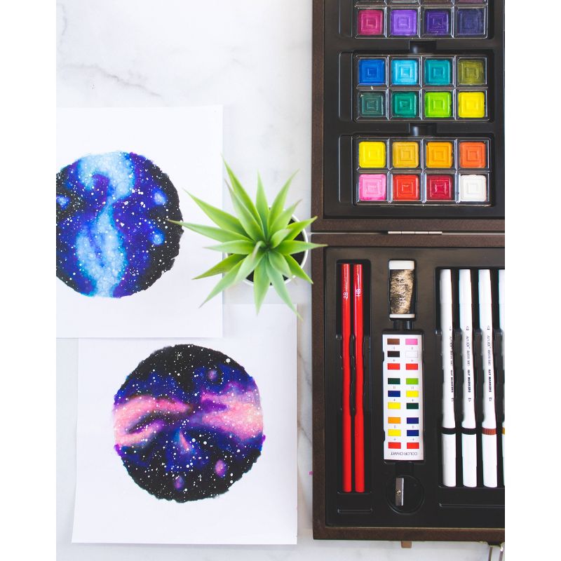 85pc Multimedia Illustration Art Set in Wood Case - Art 101