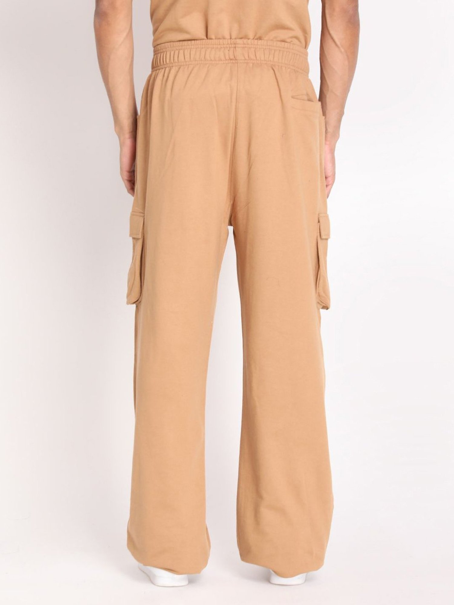 Chkokko Camel Cotton Relaxed Fit Track Pants