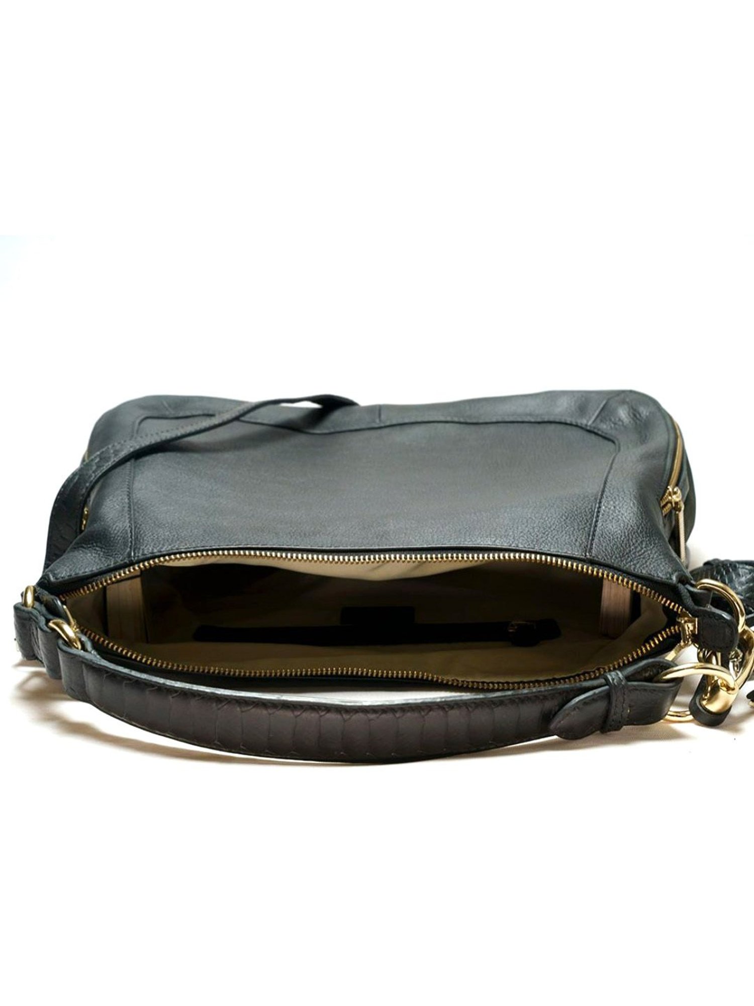 RI2K London Black Leather Large Hobo Bag