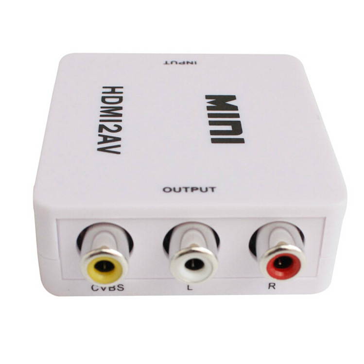 HDMI to AV Scaler Adapter HD Video Composite Converter Box HDMI to RCA AV/CVSB L/R Video 1080P Mini HDMI2AV Support NTSC PAL New