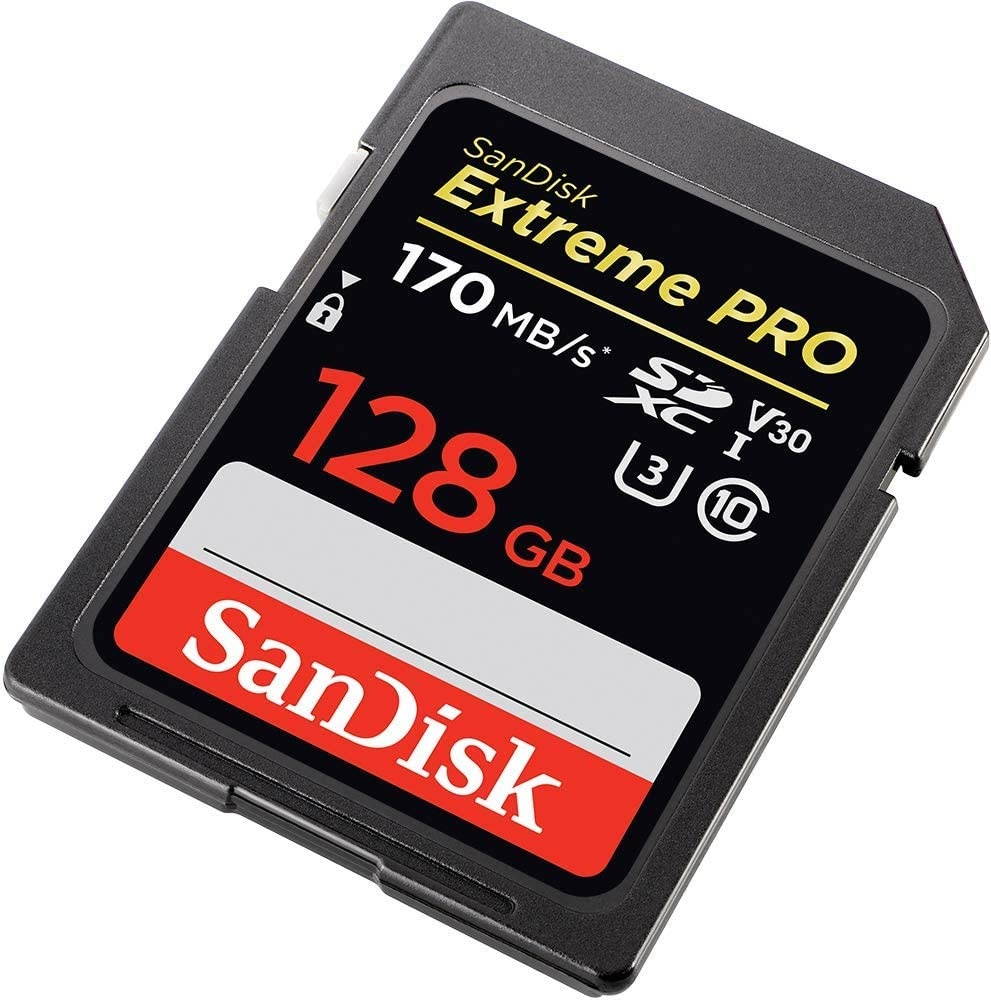 SanDisk 128GB SDXC SD Extreme Pro Memory Card Bundle Works with Sony Alpha a6400 Mirrorless Camera (ILCE-6400/B) 4K V30 U3 (SDSDXXY-128G-GN4IN) Plus (1) Everything But Stromboli (TM) Combo Card Reader