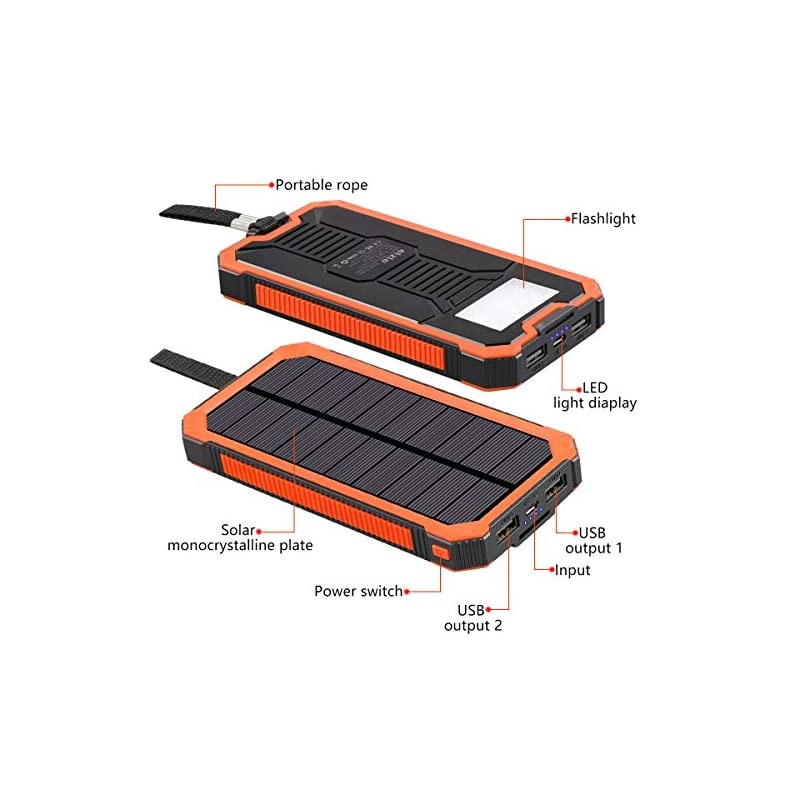 Portable Charger Power Bank 15000mAh,  Solar Charger, Solar Power Bank Battery Pack, high Speed Charging Solar Phone Charger for iPhone, Samsung and More. Black
