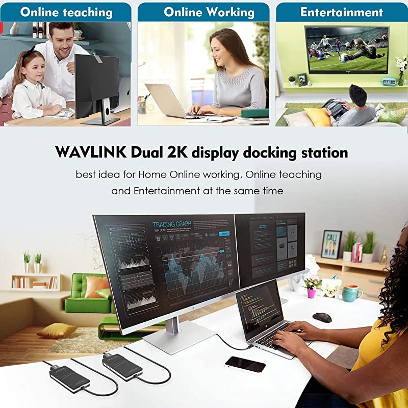 USB 20 to VGADVIHDMI Universal Video Graphics Display Adapter Displaylink Chip Supports up to 6 Monitor displaysup to 1920 x 108060Hz for Windows Mac OS Chrome OS Android 50 Later