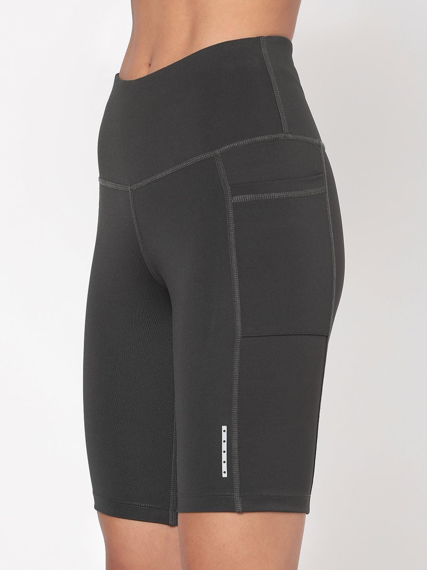 SILVERTRAQ Dark Grey Polyester Relaxed Fit Cycling Shorts