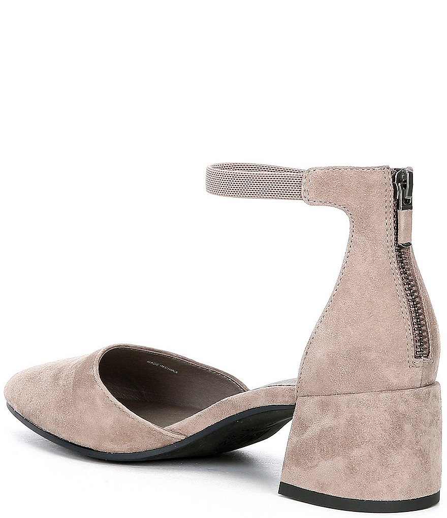 Eileen Fisher Goldie Suede Ankle Strap Pumps