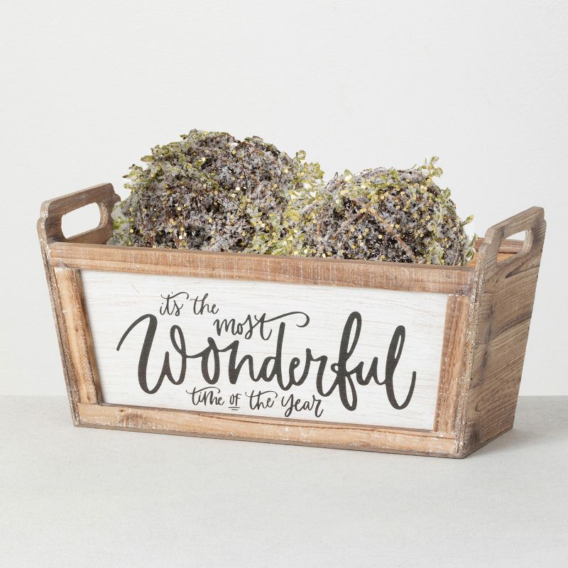 Sullivans "Wonderful" Wooden Planter 7.5"H Brown