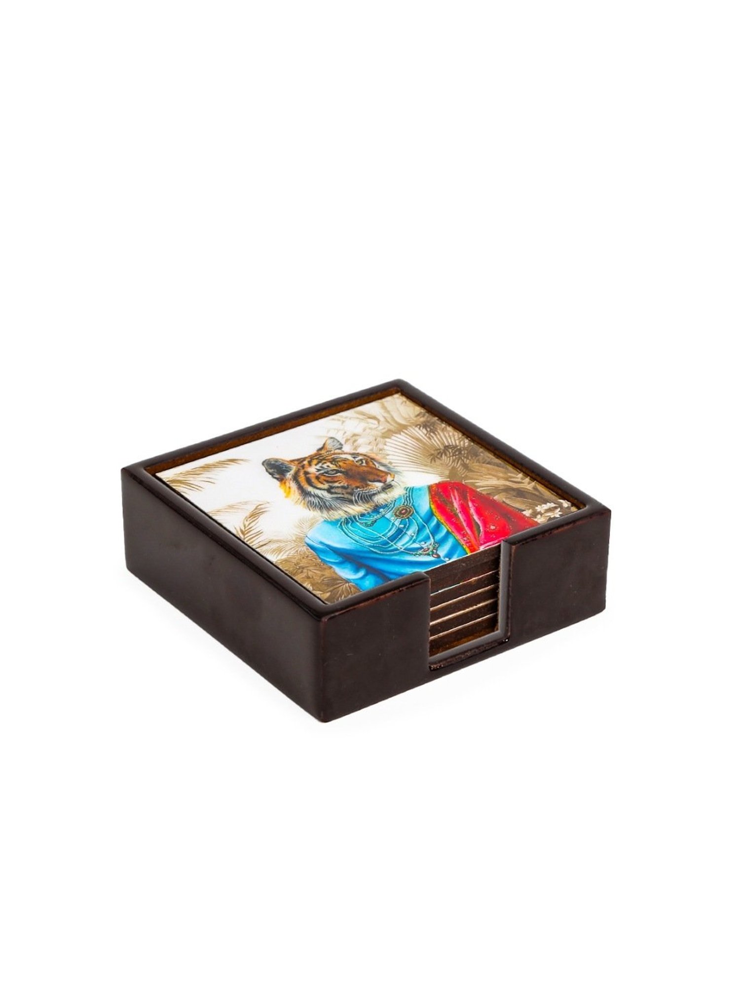 Home4U Quirky Kingdom Animal Print Multicolor Engineered Wood Coaster (6 Pcs)