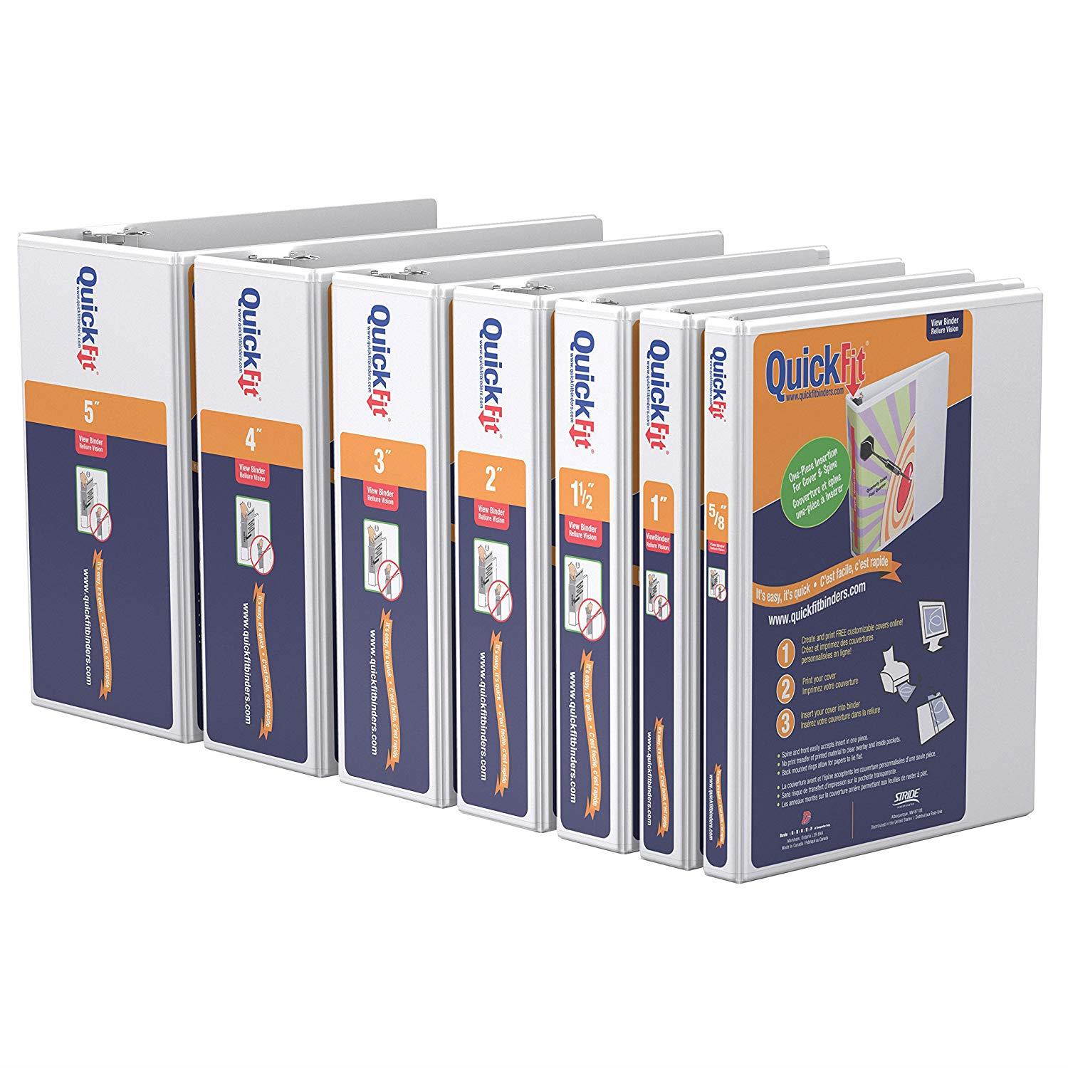 QuickFit View Binder, 3 Inch, Angle D Ring, White (87050)